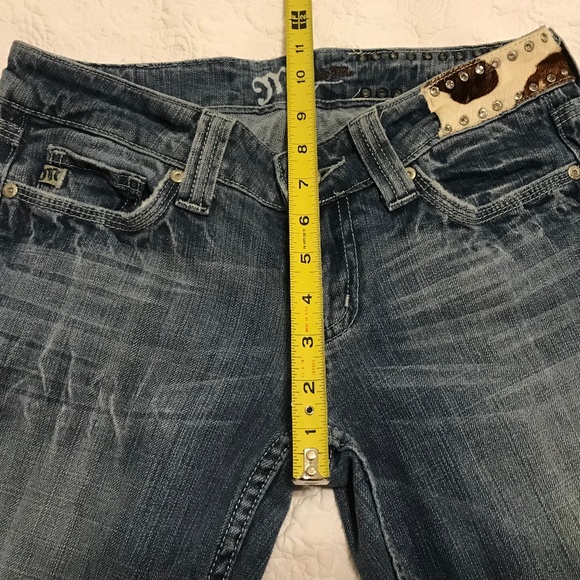 Miss Me Special Edition cowhide rhinestone bootcut 5 pocket blue jeans (size 28) - Picture 9 of 16